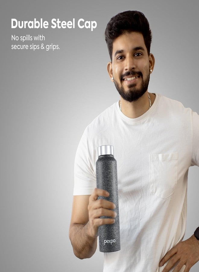 PEXPO Chromo 1000 ISI Certified Stainless Steel Sports/Fridge Water Bottle - 950ml | Single Wall | Leakproof | Lightweight | For Home, Office, Gym, School, Yoga, Travelling, Trekking - Black - Image 5